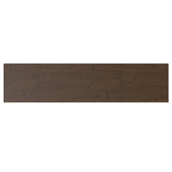 English Elm Draper Mid Century Low Bookcase with Solid Wood Craftsmanship, Tapered Legs & Four Open Shelves for Stylish Storage and Display Walnut Brown B136P238599