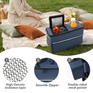 English Elm 3-in-1 Convertible Folding Wagon with 500lb Steel Frame and All-terrain Swivel Wheels Dark Blue W2932P390460
