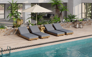 English Elm Christopher Knight Home® - Outdoor Chaise Lounge Chair Crafted from Acacia Solid Wood with 6-Position Recline, Breathable Slat Design for Poolside Comfort and Durable Weather Resistance Teak N770P281696T