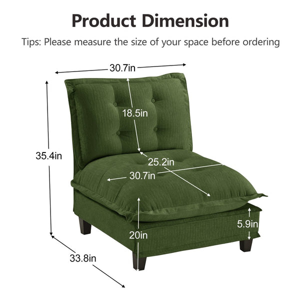 English Elm 73 Armless Chenille Modular Sofa Flexible Reconfigurable Seating for Modern Living Rooms Green W714P448384