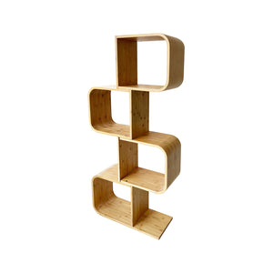 English Elm Modern Bamboo Diagonal Shelf Unit for Living Room — Contemporary Vertical Display, Space-Saving Organizer Natural 17 L x 11 W x 37 H B2741P342793