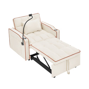 English Elm Convertible Sleeper Chair Sofa Bed with USB-C & Cup Holders, Velvet 3-Level Recline for Small Spaces W2353P206616