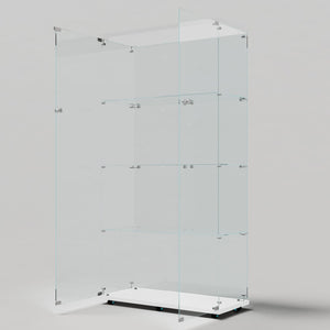 English Elm Tempered Glass Display Cabinet With Bluetooth Led Light, Lockable, Mobile Storage For Home & Office W3155S00006-GIGA