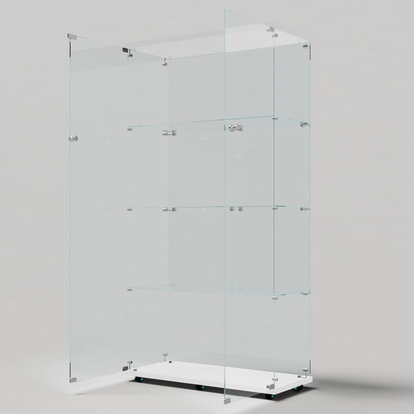 English Elm Tempered Glass Display Cabinet With Bluetooth Led Light, Lockable, Mobile Storage For Home & Office W3155S00006-GIGA