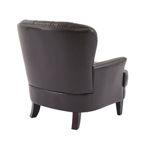 English Elm Christopher Knight Home® - Mirod Vintage Upholstered Lounge Chair with Tufted Back and Nailhead Trim, Solid Wood Legs, Cozy Comfort Dark Brown N760P253374B