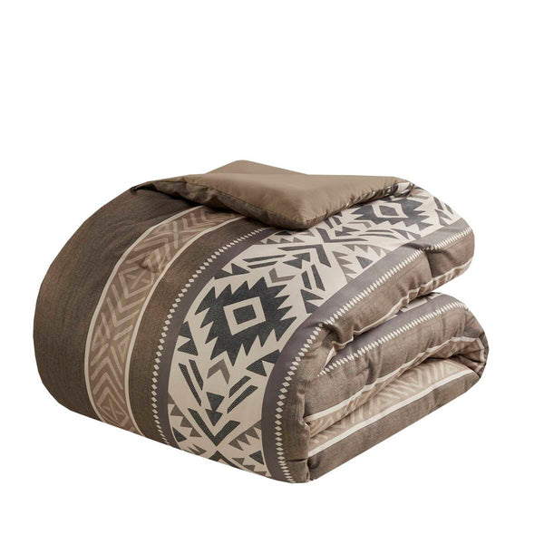English Elm 5 Stripe Herringbone Comforter Set with Throw Pillows Full/Queen — Southwestern Striped Microfiber Cozy Brown 23.82 L x 19.29 W x 12.2 H B035P266668