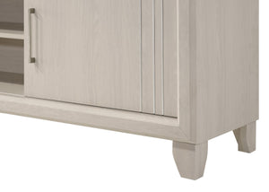 English Elm Contemporary Maidstone TV Console with Sintered Stone Top, Silver-Capped Arrow Legs, Open Storage Beige 19 L x 75 W x 24 H B2741P406257