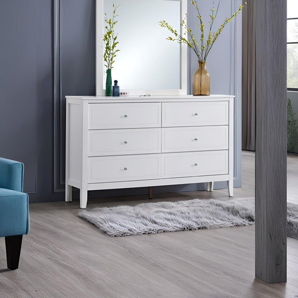 English Elm Daniel Assembled 5-Drawer Chest with English Dovetail Drawers, Metal Hardware & Solid Wood Frame White 62 L x 40 W x 19 H B078P400754