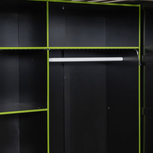 English Elm Full Size Loft Bed with Rgb Lighting Desk Open Wardrobe and Storage for Gaming Rooms Green LT000277AAG