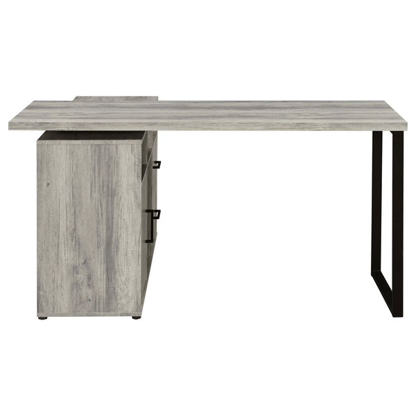 English Elm Corrado Grey Driftwood L-Shape Office Desk with Storage Drawers Shelves Coastal Rustic Charm Delight B062P333429
