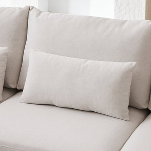 English Elm MH100.2" Sofa Convertible L-Shaped Linen Sectional with Movable Ottoman 5 Cushions 4 Lumbar Pillows Beige W1193S00140