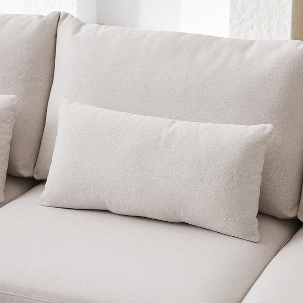 English Elm MH100.2" Sofa Convertible L-Shaped Linen Sectional with Movable Ottoman 5 Cushions 4 Lumbar Pillows Beige W1193S00140