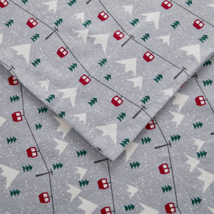 English Elm 4 Pcs Full Sheet Set In Grey Ski Jump - Cozy 100% Cotton Flannel For Warmth & Comfort All Year B035P319787