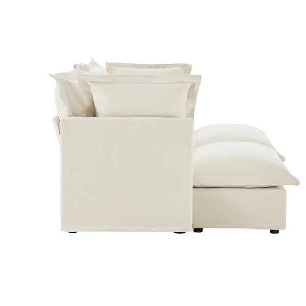 English Elm Slipcovered 2-Seater Sofa Set With Ottomans – Versatile Chenille Sleeper Sofa For Cozy Living Rooms W3041S00145-GIGA