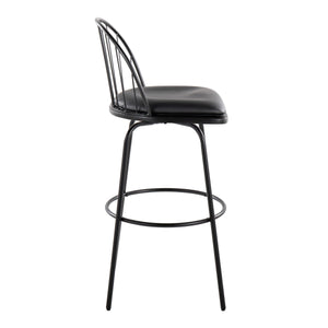 English Elm Riley 30" Farmhouse Swivel Barstool Set of 2 – Black Metal Frame, Removable Faux Leather Seat, 360° Comfort B202S00636