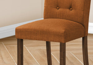 English Elm Dining Chair Upholstered Linen-Look Fabric Set of 2 with Walnut Wood Legs Comfortable 38" High Orange 39 L x 15 W x 21 H B2710P287001