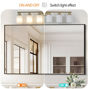 English Elm 39" Modern 6-Light Vanity Mirror Light with Frosted Glass Shades and Iron Frame, Hardwired Fixture Golden W1340P206703