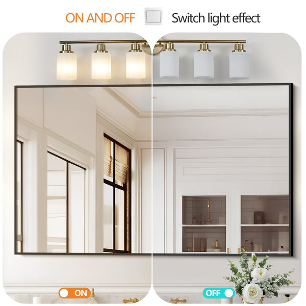 English Elm 39" Modern 6-Light Vanity Mirror Light with Frosted Glass Shades and Iron Frame, Hardwired Fixture Golden W1340P206703