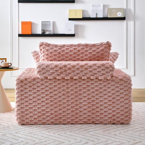 English Elm 51 Compact Comfort Sofa with Turtle Fleece, Sponge Support, Two Pillows, 400lb Capacity for Small Spaces Pink W3371P326396