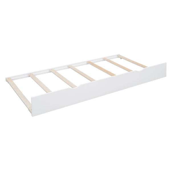 English Elm Full Wooden Daybed With Twin Trundle & Versatile Cabinet Shelf - Space-Saving Comfort In White N820S00049K