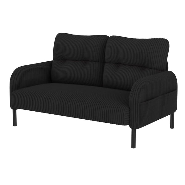 English Elm United We Win Corduroy Two Seat Sofa with Lumbar Support and Built in Storage Pockets Black W1568P386171