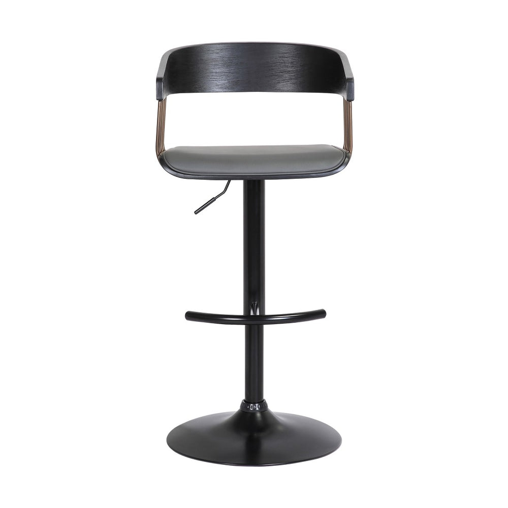 English Elm Larisa Adjustable Swivel Barstool Gray Faux Leather Seat Industrial Metal Frame B2736P464844
