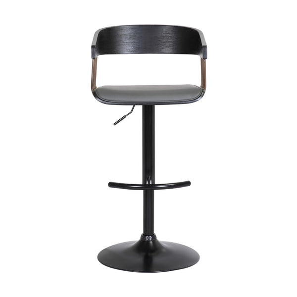 English Elm Larisa Adjustable Swivel Barstool Gray Faux Leather Seat Industrial Metal Frame B2736P464844