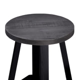 English Elm Walker Edison - Rustic Distressed Solid Wood Round Dining Stool – Grey