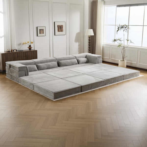 English Elm Compression Modular Floor Sofa Bed - Cozy, No Assembly Needed, Pet-Friendly, Light Grey - Versatile Comfort! W3723S00040