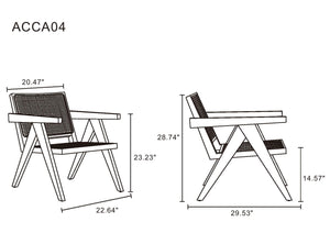 English Elm Hamlet Cane Back Wood Accent Armchair with Solid Ash Frame, Authentic Rattan Seat, Fully Assembled Black+Natural B365P398409