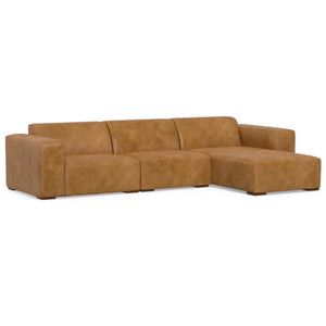 English Elm Rex 2-Seater Sectional Sofa With Right Chaise In Premium Sienna Leather - Modern Comfort & Style B136P199242-GIGA