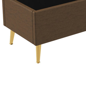 English Elm Modern Boucle Tufted Storage Ottoman Bench with Gold Legs for Bedroom or Entryway Beige N719P305620A