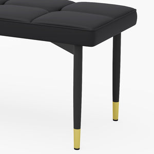 English Elm Table Modern Black Marble Pattern Dining Set - 6-Piece With Pu Chairs & Bench For Elegant Dining W1151S03579-GIGA