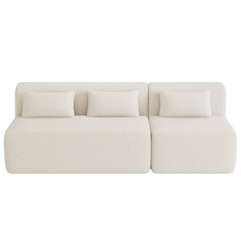 English Elm Upholstered Boucle Sofa with Lumbar Pillow Pocket Spring Seating for Living Room Beige N719P250550A