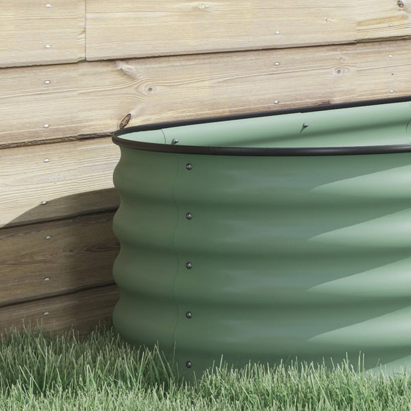 English Elm Outsunny Galvanized Raised Garden Bed Kit - Durable Metal Elevated Planter For Flowers & Vegetables W2225P200925-GIGA