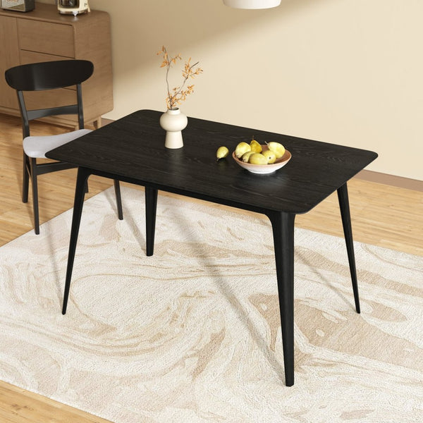 English Elm [video] Mid-century Modern Rubberwood Dining Set Seats Four with Upholstered Chairs N759S001001E