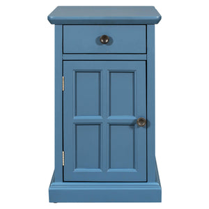 English Elm U-Can Classic Vintage Livingroom End Table with Hidden Tray, Cup Holders, USB Outlet & Cabinet Storage Antique Navy N724P185778M