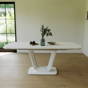 English Elm 62.4" Extendable Mdf Dining Table Mid-century Industrial Style with Bold X Metal Legs W2189S00825