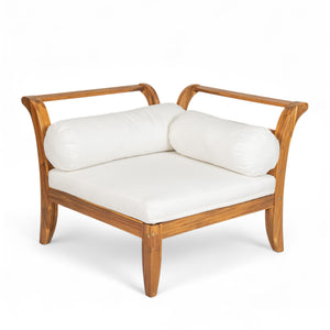 English Elm TOPMAX 6-Piece Acacia Patio Sofa Set - Modular L-Shaped Conversation Set, Convertible Daybed, Teak Beige Cushions SP100031AAA