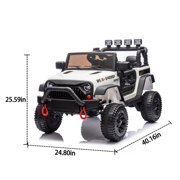 English Elm 24v Kids Electric Ride on Car with Parental Remote Dual Motors and Four Wheel Suspension White W1578P208323