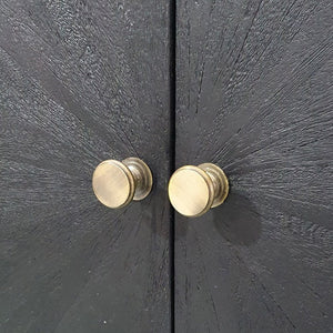 English Elm 31.5x16.5x60" Cabinet Black - Sleek Iron Base Accent Storage with Dual Doors, Versatile Display Pedestal W2078P293320