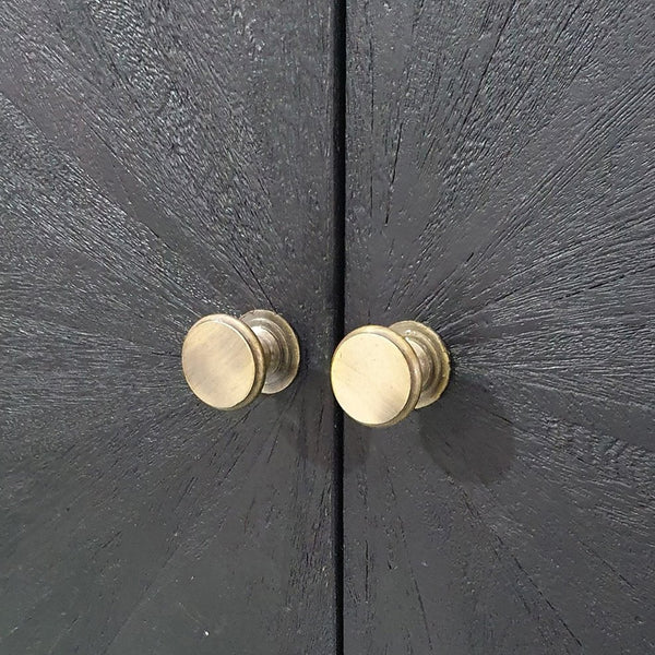 English Elm 31.5x16.5x60" Cabinet Black - Sleek Iron Base Accent Storage with Dual Doors, Versatile Display Pedestal W2078P293320