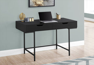 English Elm Computer Desk For Home Office - Modern Black Laminate & Metal, Space-Saving With Storage Drawers B2710P219842
