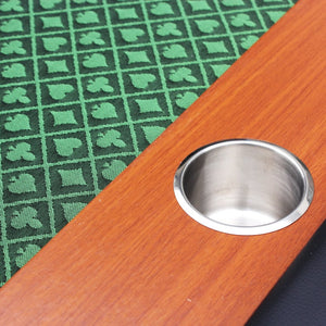English Elm 96" Oval Poker Table Seats 10 with Speed Felt Surface Stainless Steel Cup Holders Green W2748S00051