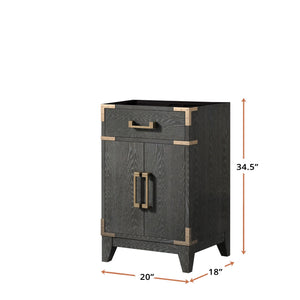 English Elm Black Oak Single-Sink Vanity 20" W With Soft-Close Door & Ample Storage For Modern Bathrooms B2731P260885