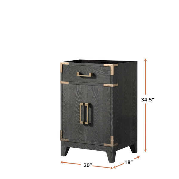 English Elm Black Oak Single-Sink Vanity 20" W With Soft-Close Door & Ample Storage For Modern Bathrooms B2731P260885