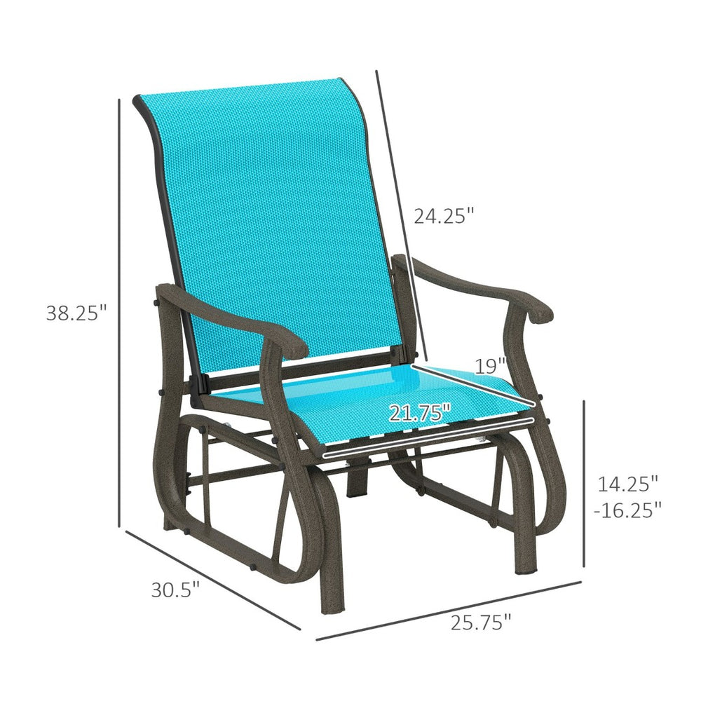 English Elm Garden Steel Frame Outdoor Glider Chair with Breathable Mesh for Porch or Patio T3971P445230