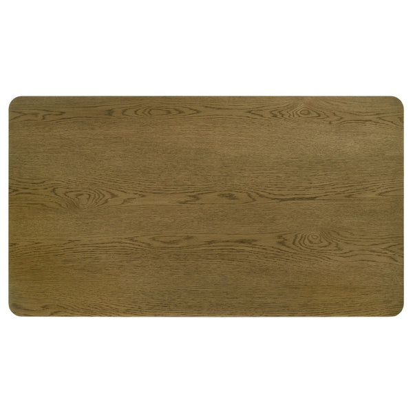 English Elm Bryant Oak Veneer Rectangular Dining Table Seats Six with Column Leg Base B062S01455