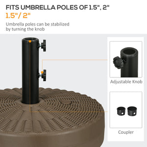 English Elm Outsunny 64 Lbs. Fillable Umbrella Base - Heavy-Duty Rattan-Style Stand For 1.25" To 2" Poles, Brown W2225P200712-GIGA