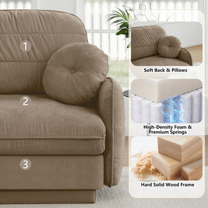 English Elm Chenille Cloud Loveseat with Quilted Back Cushions Deep Foam Seat Modern Living Room Sofa Light Coffee W714S01756